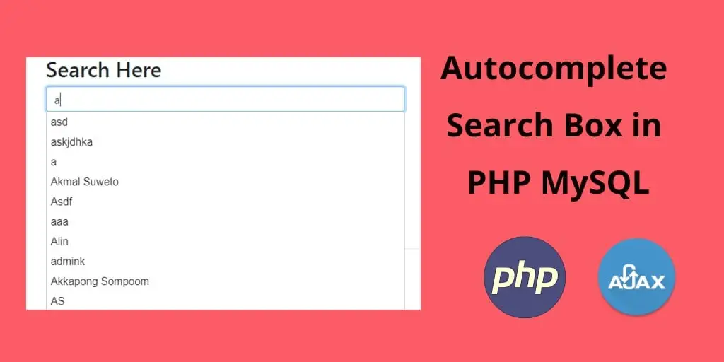 Autocomplete Search Box / textbox in PHP MySQL using jQuery UI and Ajax