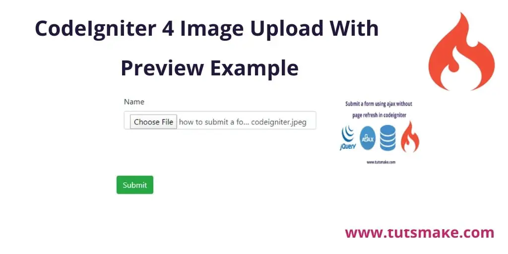 Codeigniter 4 jQuery Image Upload with Preview Tutorial