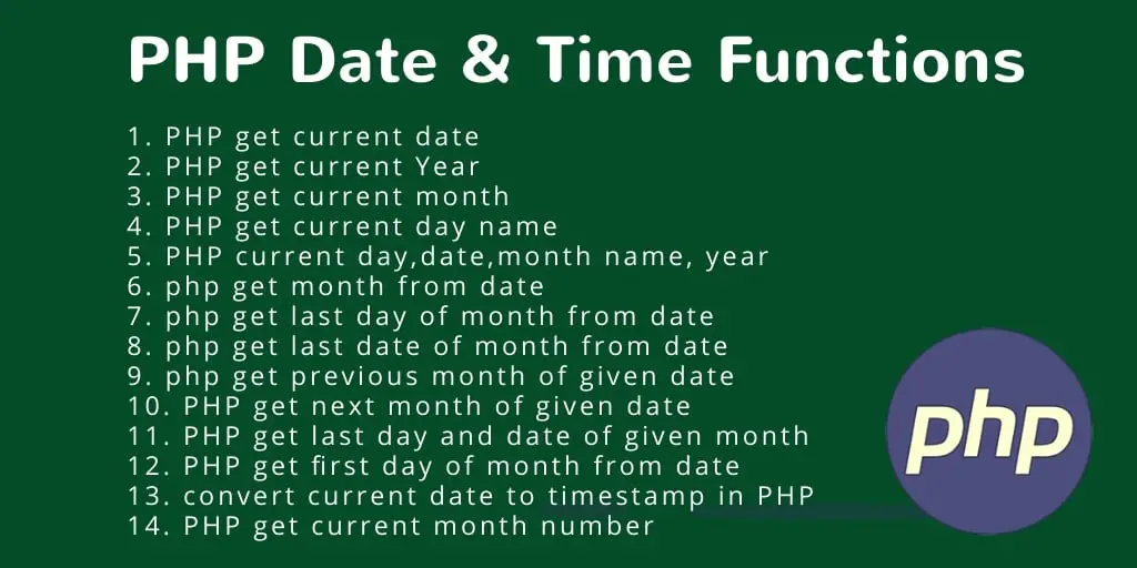 PHP Function: Date and Time  Example