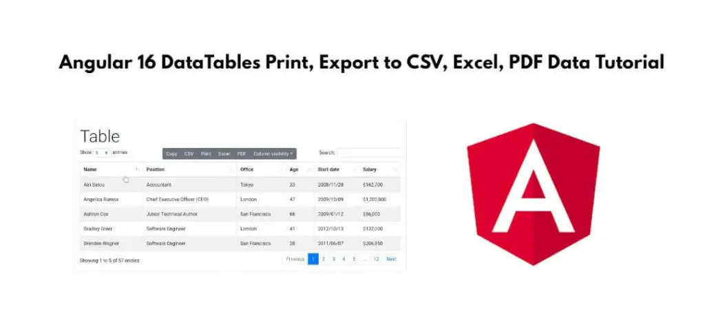 Angular 16 DataTables Print, Export to CSV, Excel, PDF Data Tutorial