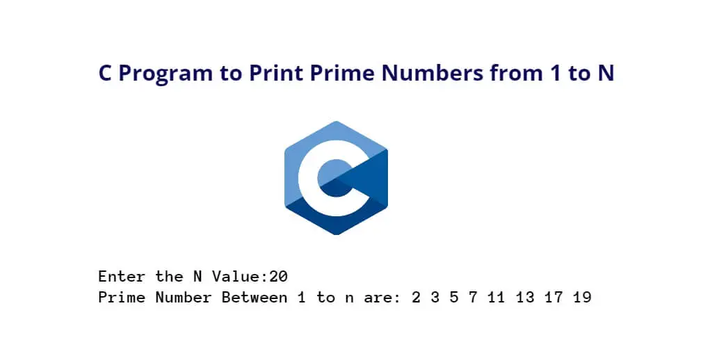 C Program to Print Prime Numbers from 1 to N