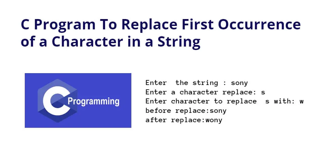 C Program To Replace First Occurrence of a Character in a String