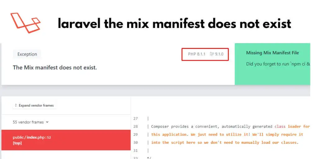 The Mix Manifest Does Not Exist Laravel