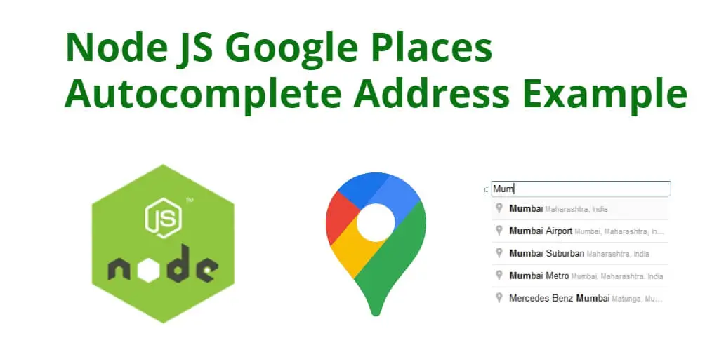 Node JS Google Places Autocomplete Address Example