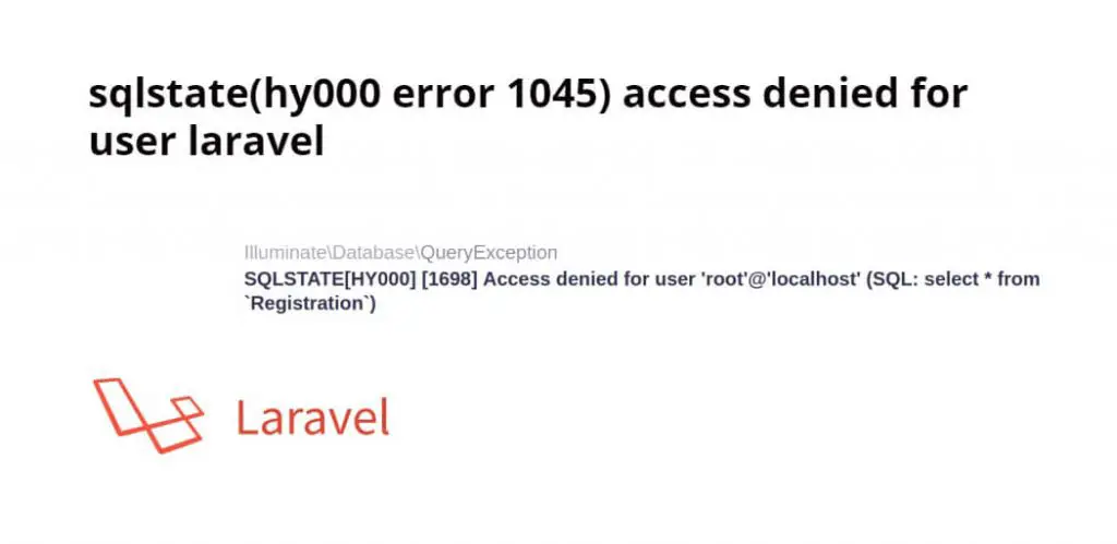 sqlstate(hy000 error 1045) access denied for user laravel