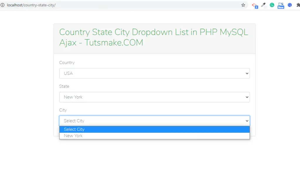 country state city dropdown using ajax in php