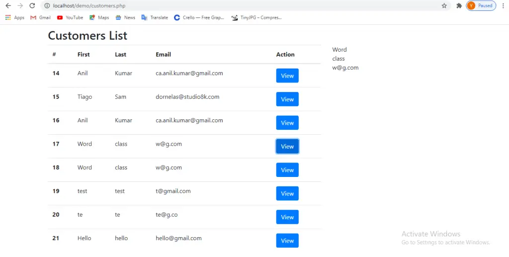 fetch data from database in php and display in html table using ajax