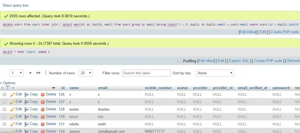 how to delete duplicate records in mysql keeping one record