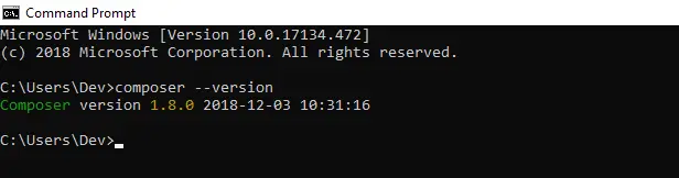 how to check composer installed or not in windows 10